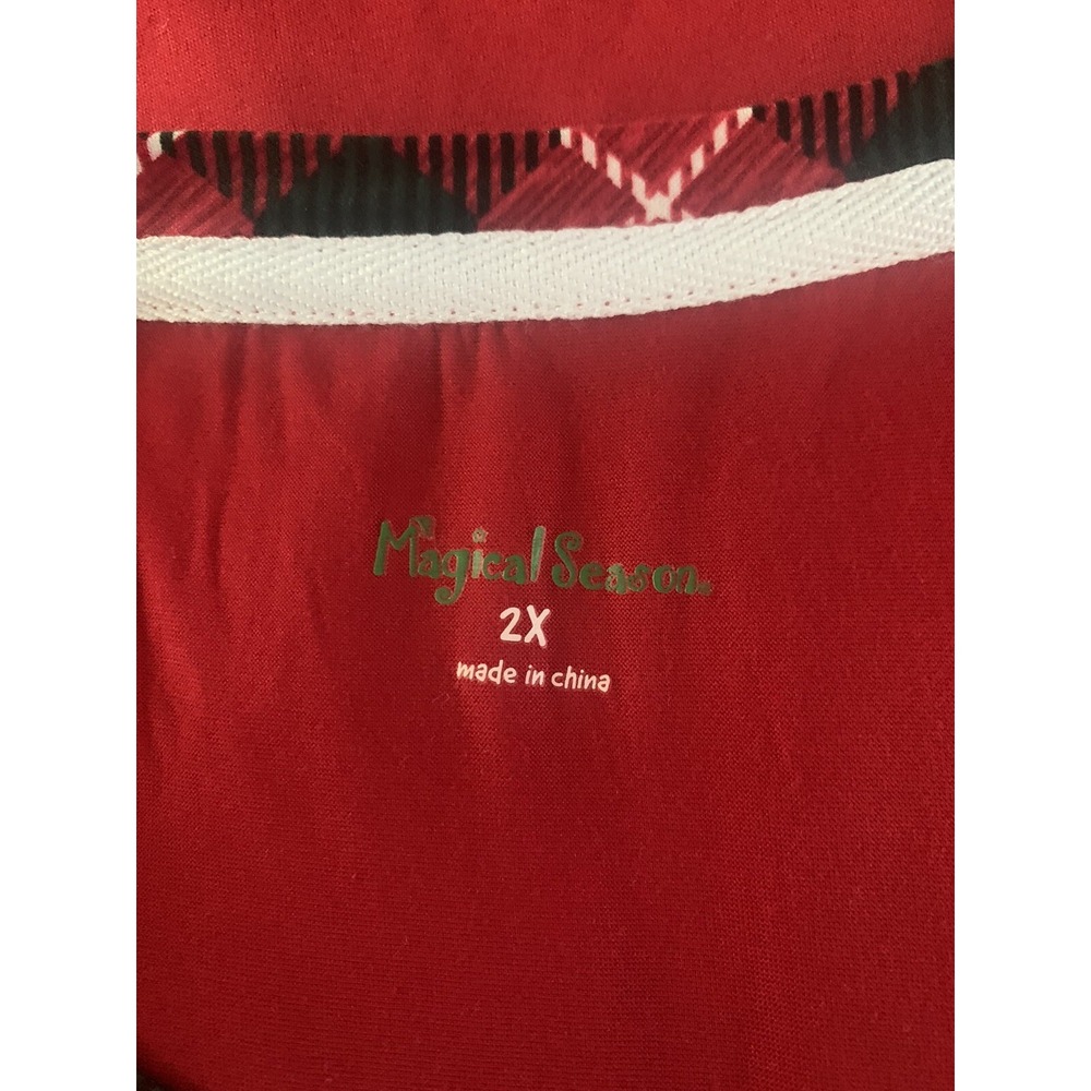 NWT womens red plaid " most likely to drink all the wine" new sleepshirt 2X - Picture 7 of 7